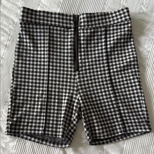 Lovers + Friends Black and White Gingham Bike Shorts